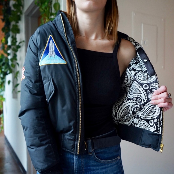 Black Puffy Jacket with Patches - Picture 3 of 3